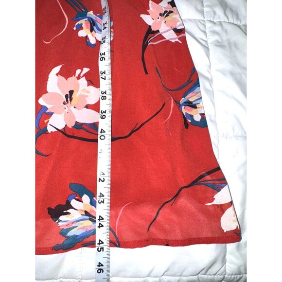 Red Floral Wrap Midi Dress With Flutter Sleeves By Row A - Size M - Picture 6 of 6